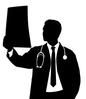 doctor reading xray Silhouette